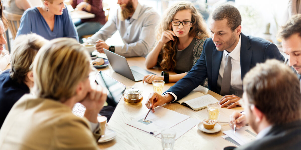 Business Team Meeting Strategy Marketing Cafe Concept