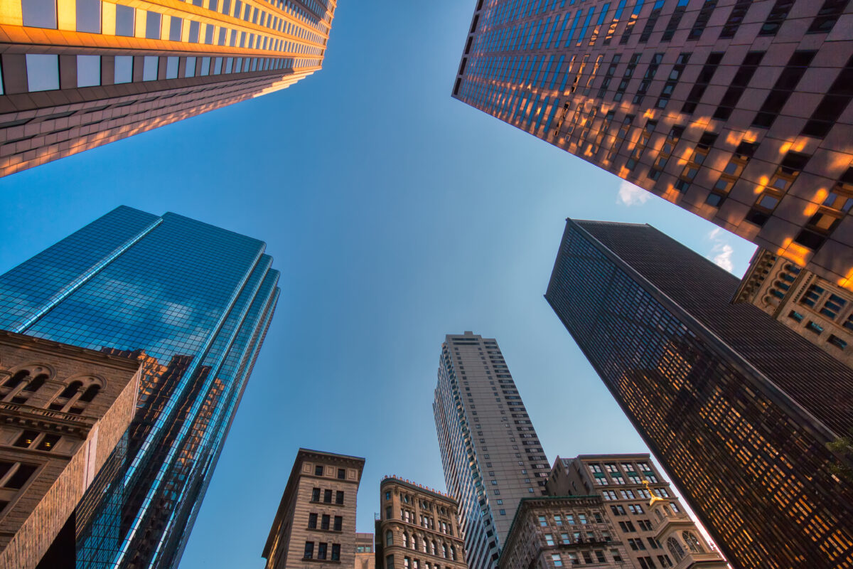 Boston downtown financial district and city skyline