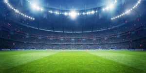 Football stadium at night.