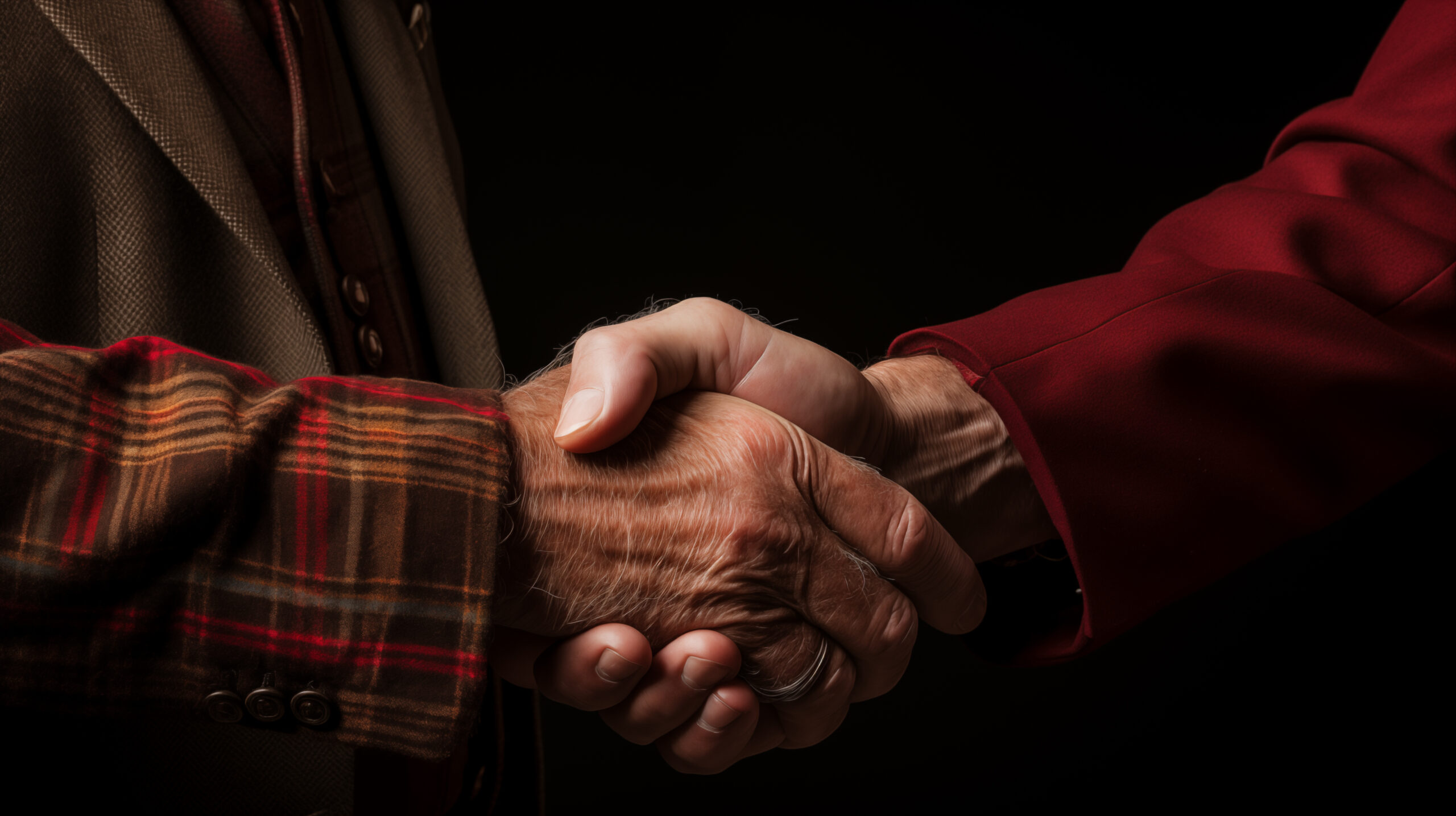 Handshake between an old and a young business man - hands